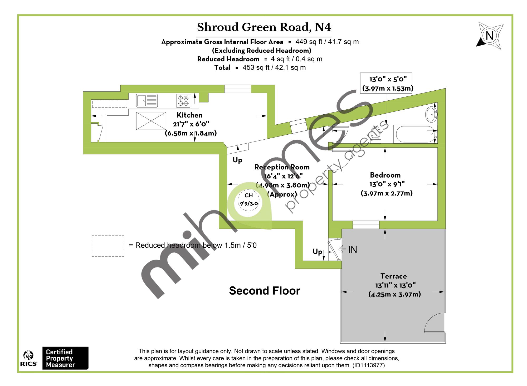 1 bed flat to rent in Stroud Green Road, London, N4 - Property floorplan