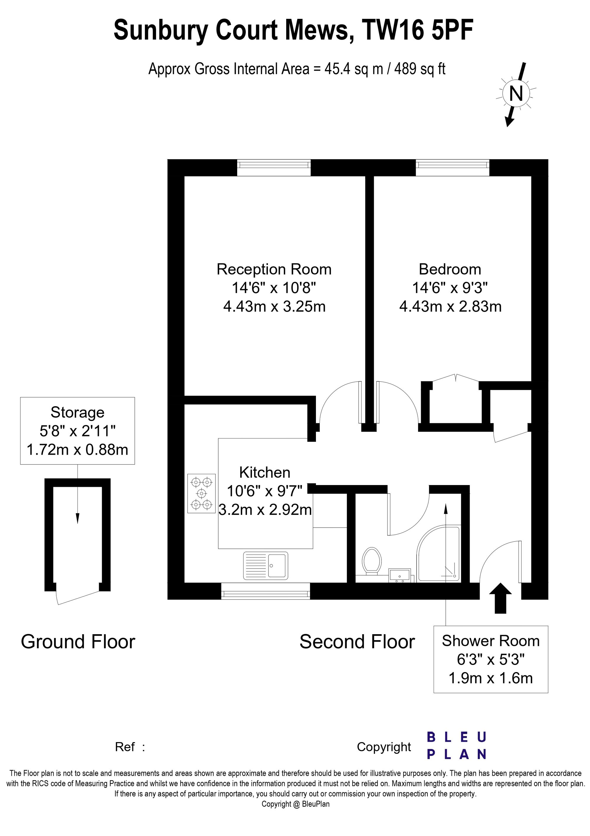 1 bed flat to rent in Sunbury Court Mews, Sunbury-On-Thames, TW16 - Property floorplan