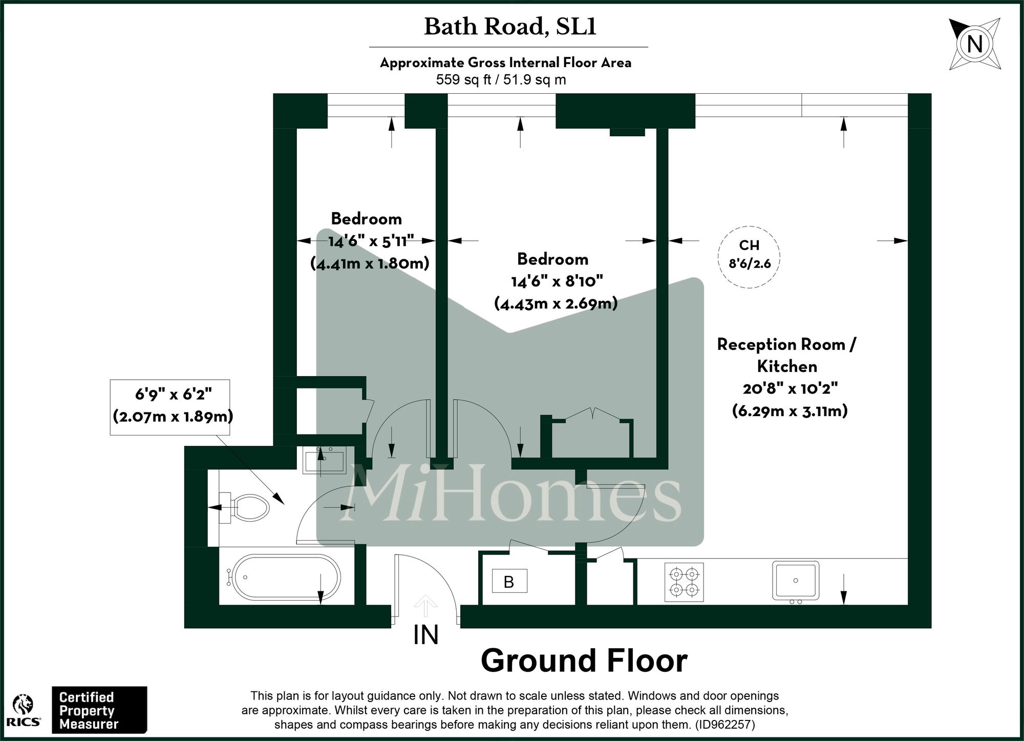 2 bed flat to rent in Bath Road, Slough, SL1 - Property floorplan