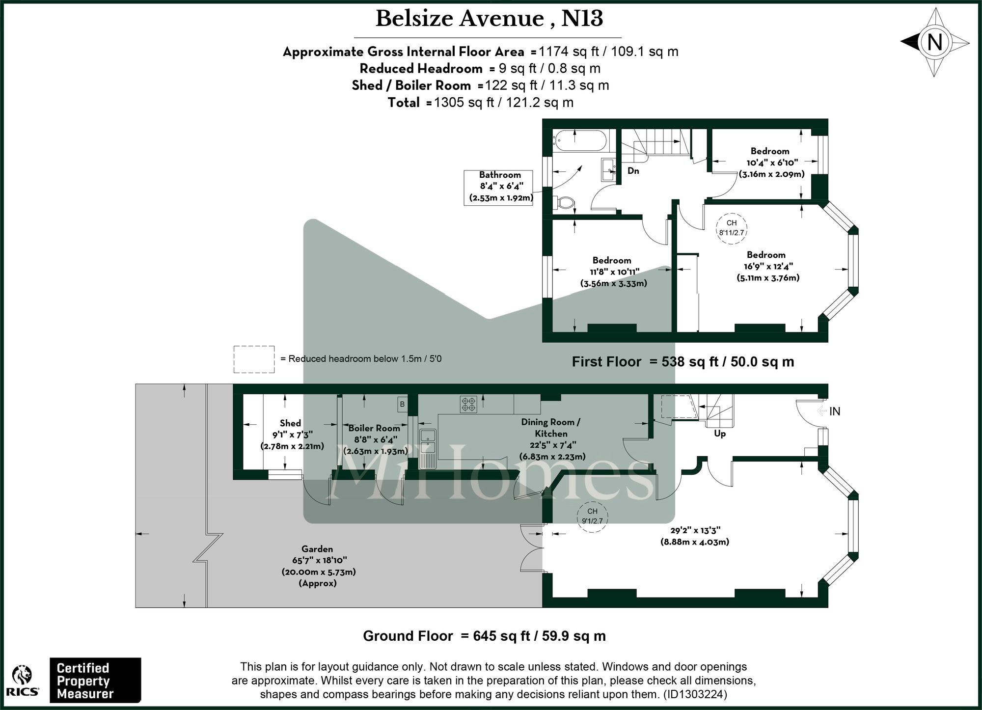 3 bed mid-terraced house for sale in Belsize Avenue, London, N13 - Property floorplan