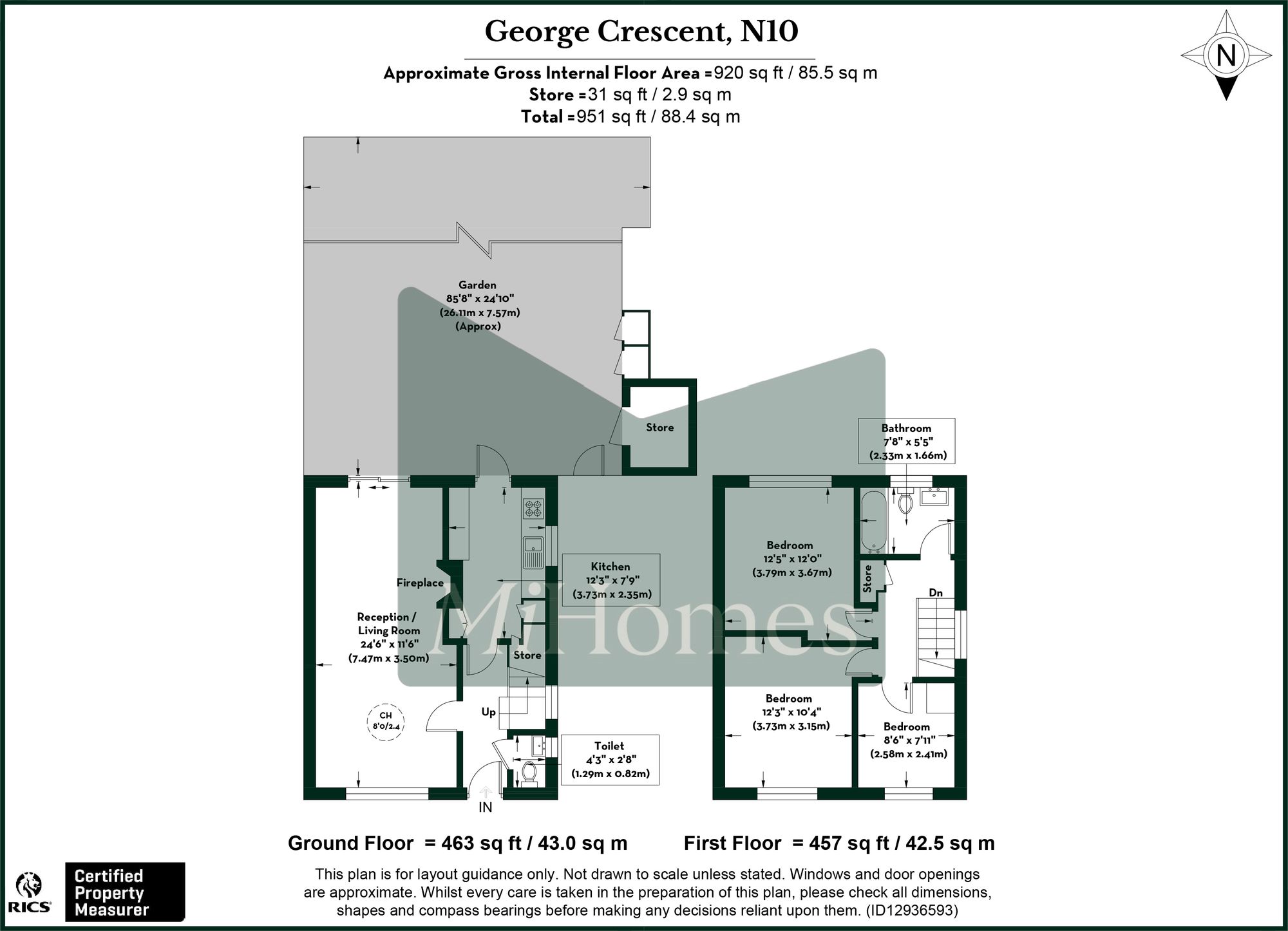 3 bed semi-detached house for sale in George Crescent, London, N10 - Property floorplan