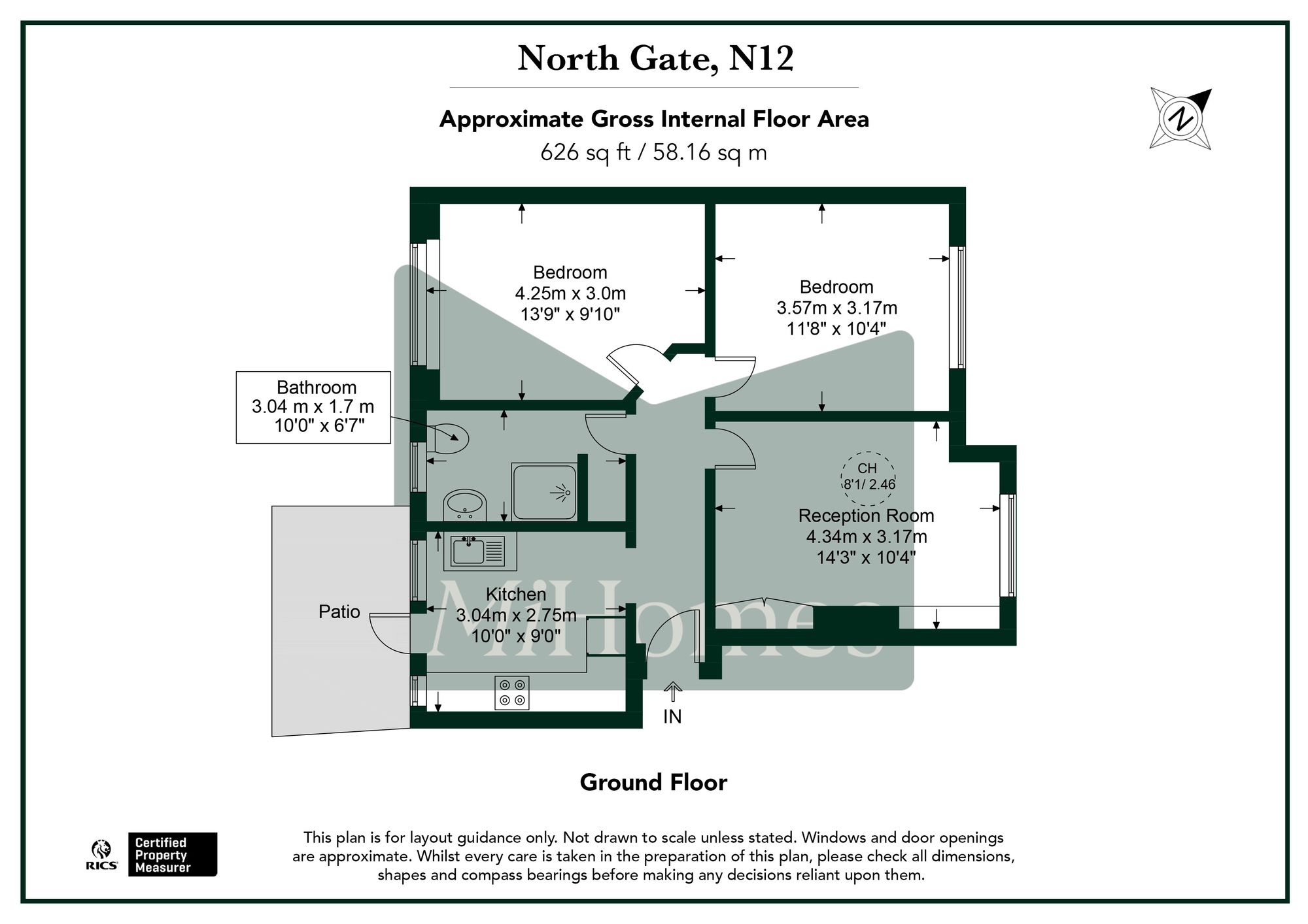 2 bed ground floor flat for sale in High Road, North Gates High Road, N12 - Property floorplan