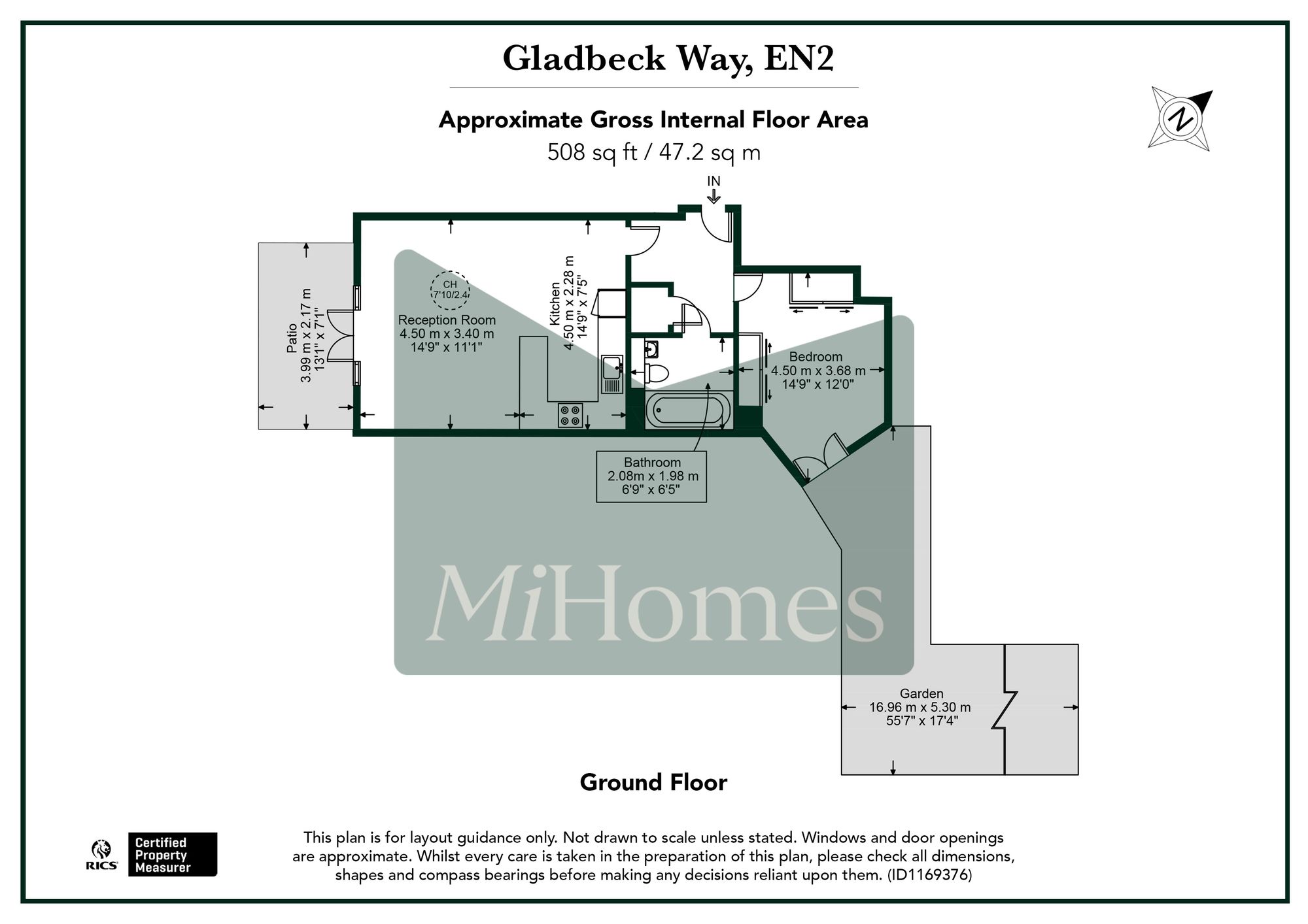 1 bed flat for sale in Gladbeck Way, Enfield, EN2 - Property floorplan