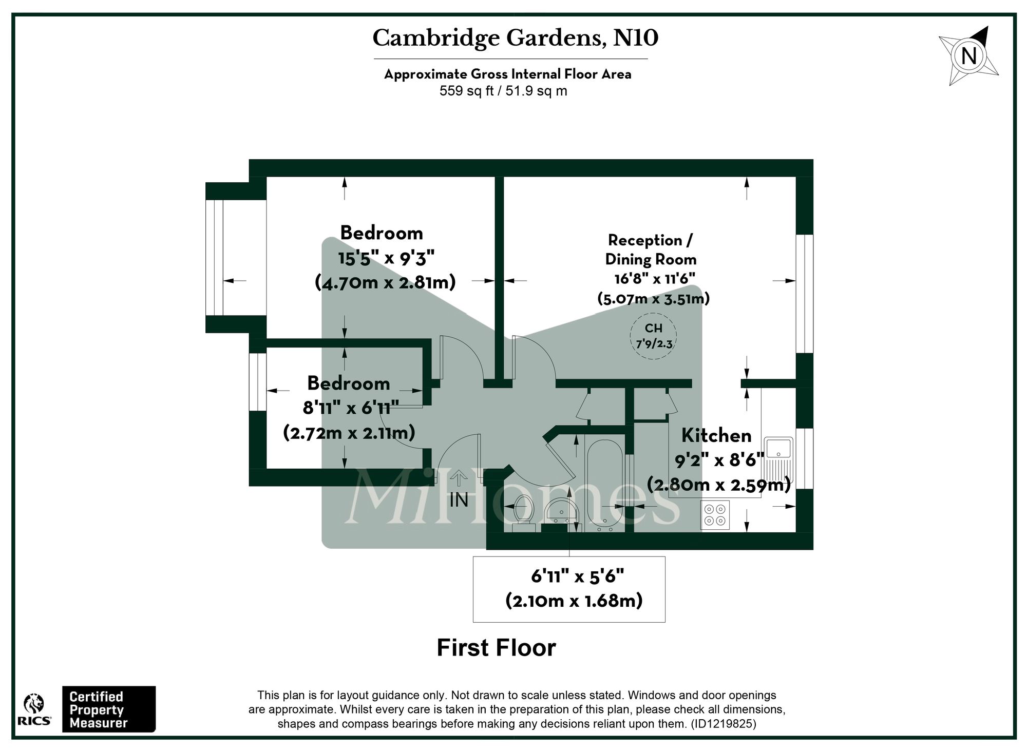 2 bed flat for sale in Cambridge Gardens, London, N10 - Property floorplan