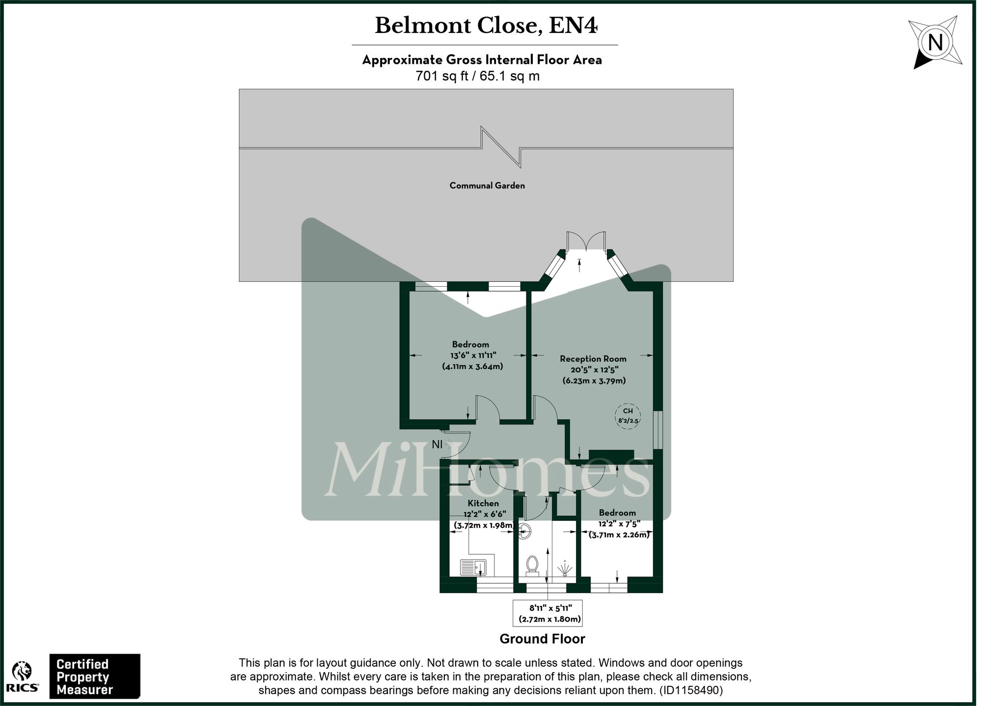 2 bed flat for sale in Belmont Close, Cockfosters, EN4 - Property floorplan