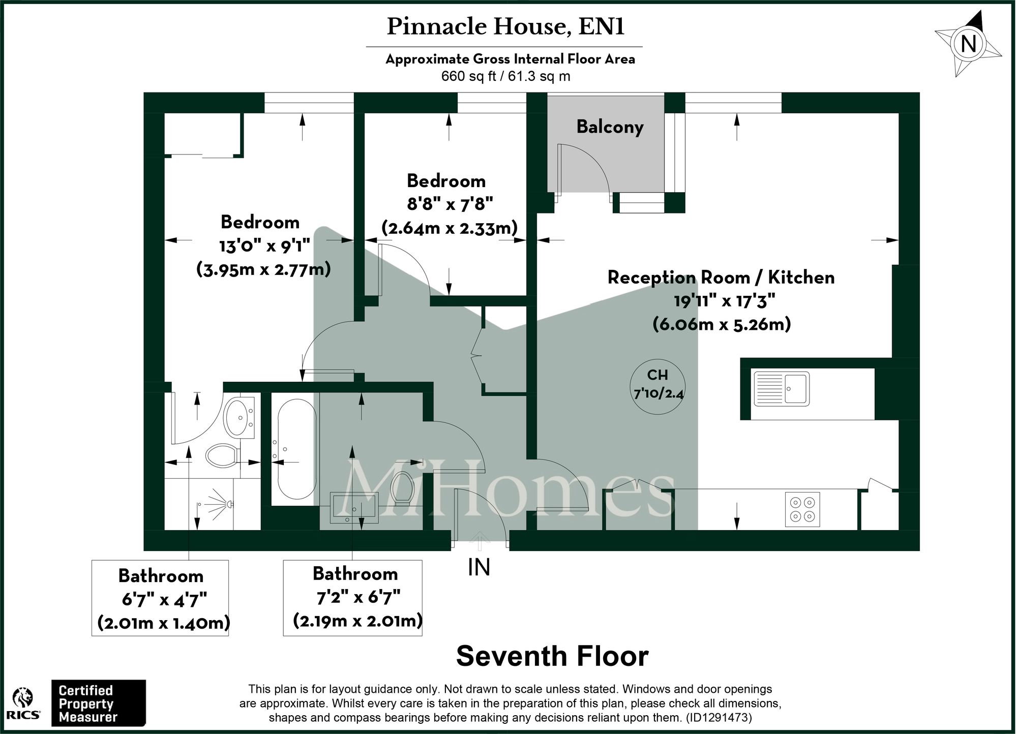2 bed flat for sale in Southbury Road, Enfield, EN1 - Property floorplan