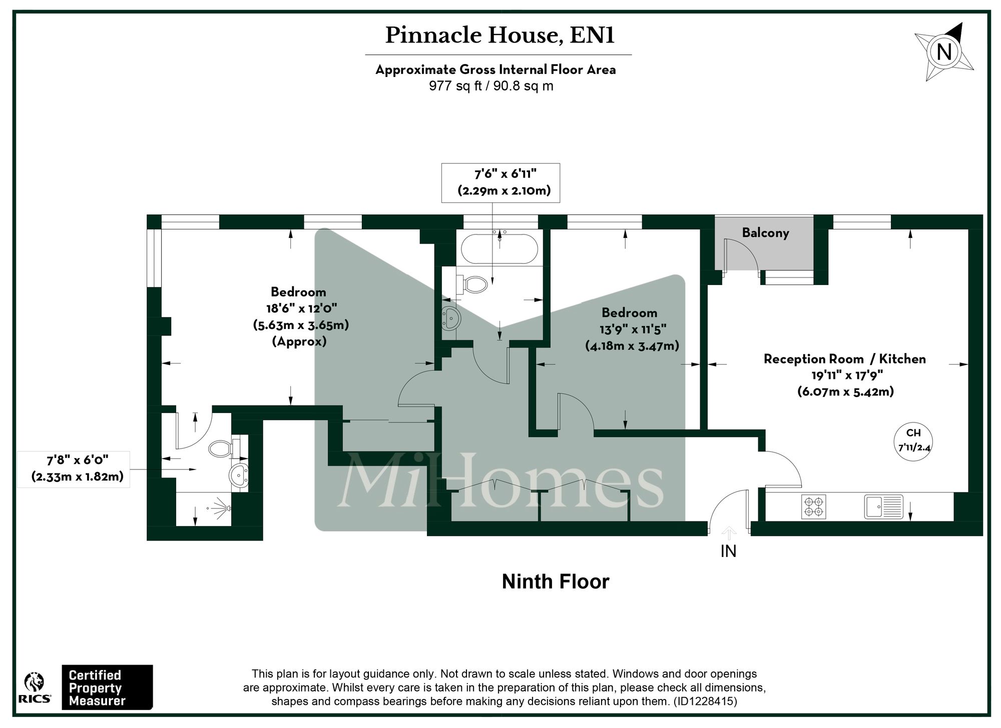 2 bed flat for sale in Southbury Road, Enfield, EN1 - Property floorplan