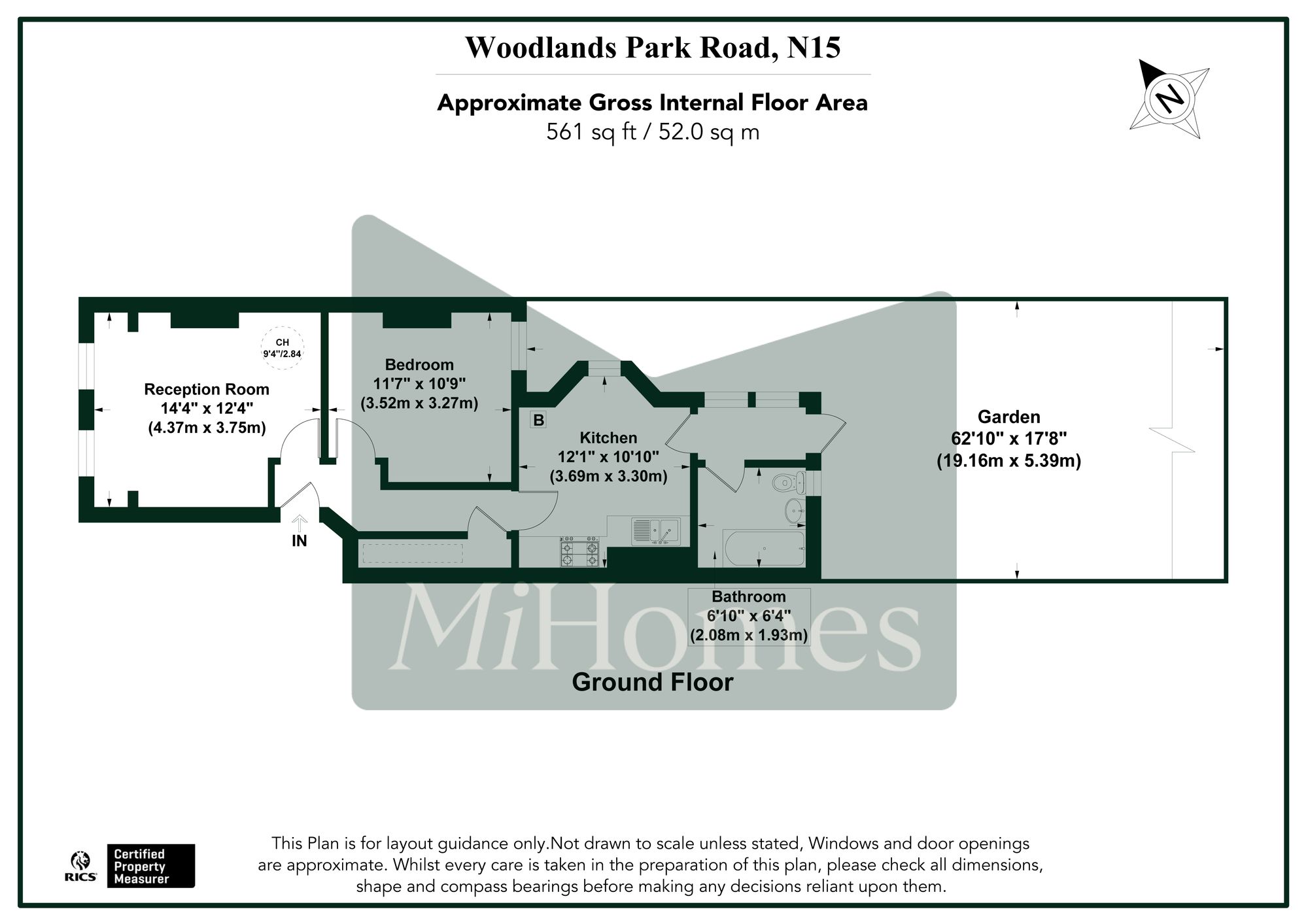 1 bed flat for sale in Woodlands Park Road, London, N15 - Property floorplan
