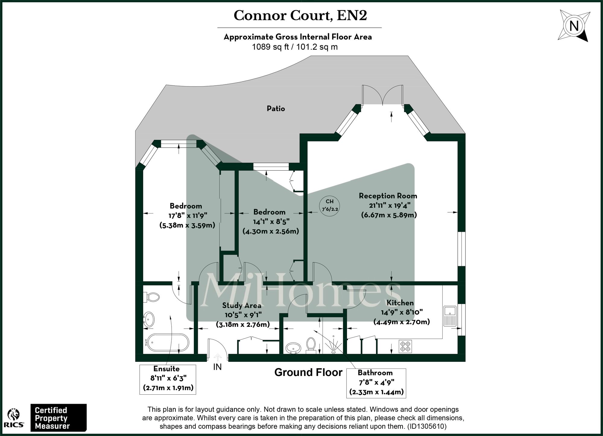 2 bed flat for sale in Slades Hill, Connor Court, EN2 - Property floorplan