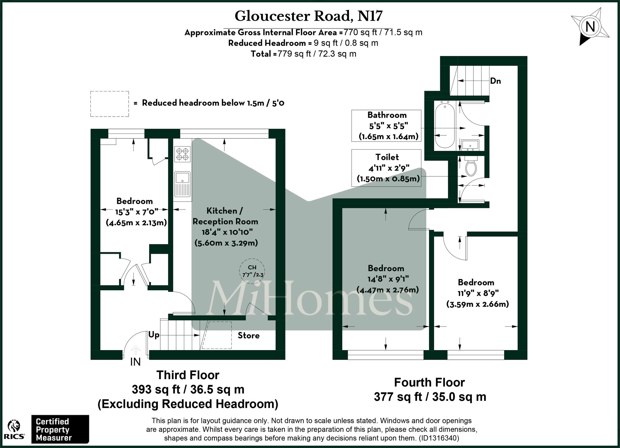 3 bed flat for sale in Gloucester Road, Hawkinge Gloucester Road, N17 - Property floorplan