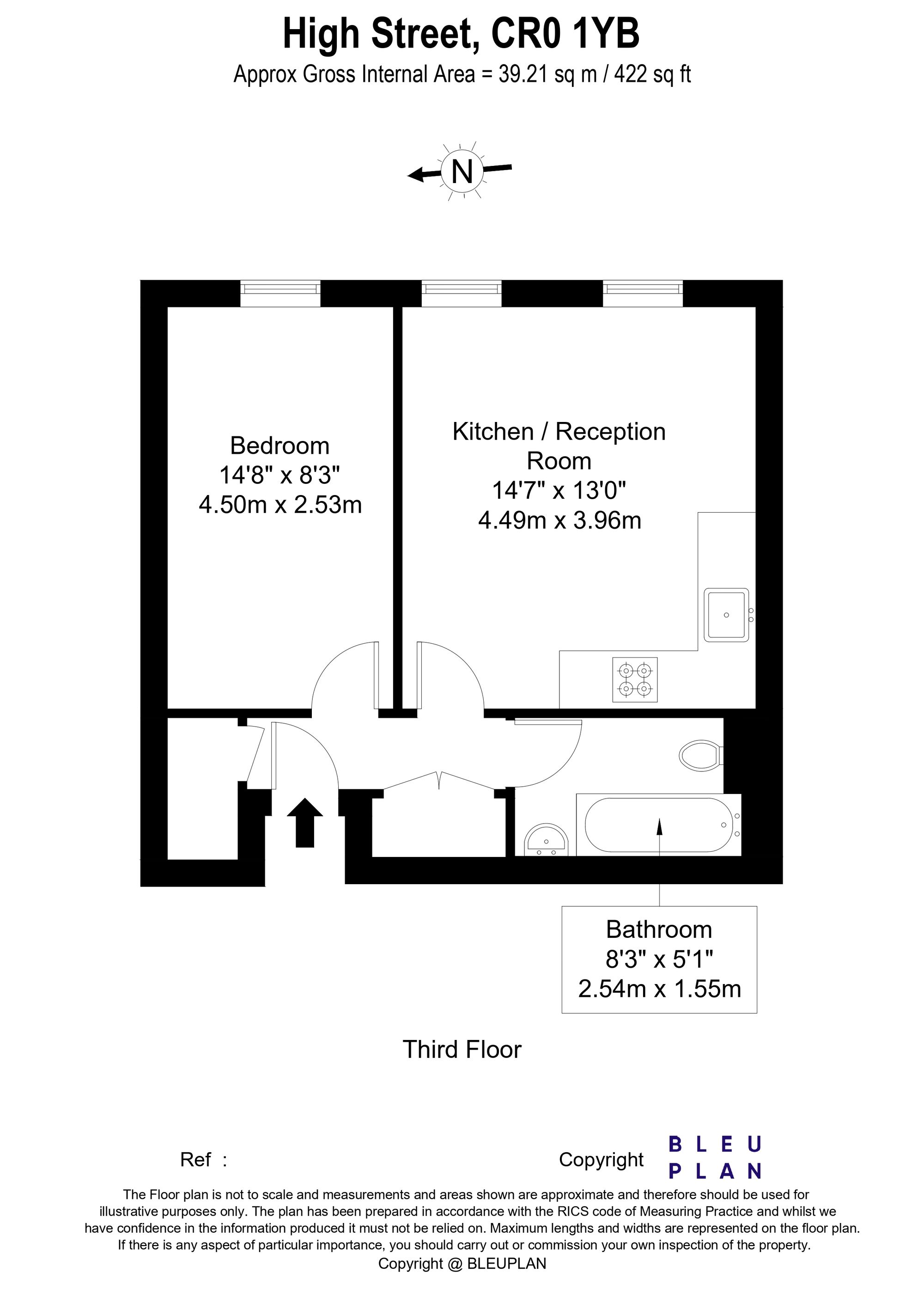 1 bed flat to rent in High Street, Croydon - Property floorplan