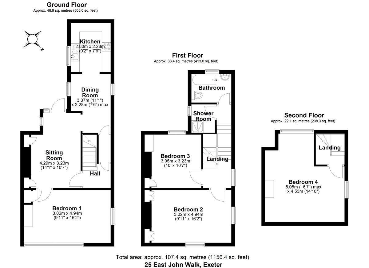 4 bed end of terrace house for sale in East John Walk, Exeter, EX1 - Property floorplan