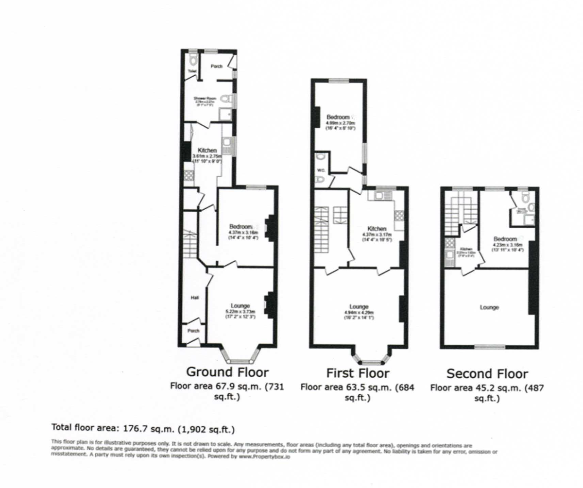 3 bed terraced house for sale in 3 self contained 1-bedroom flats - Property floorplan