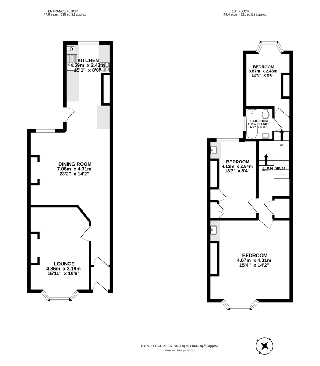 3 bed terraced house to rent in Regents Park, (Main House), Heavitree - Property floorplan