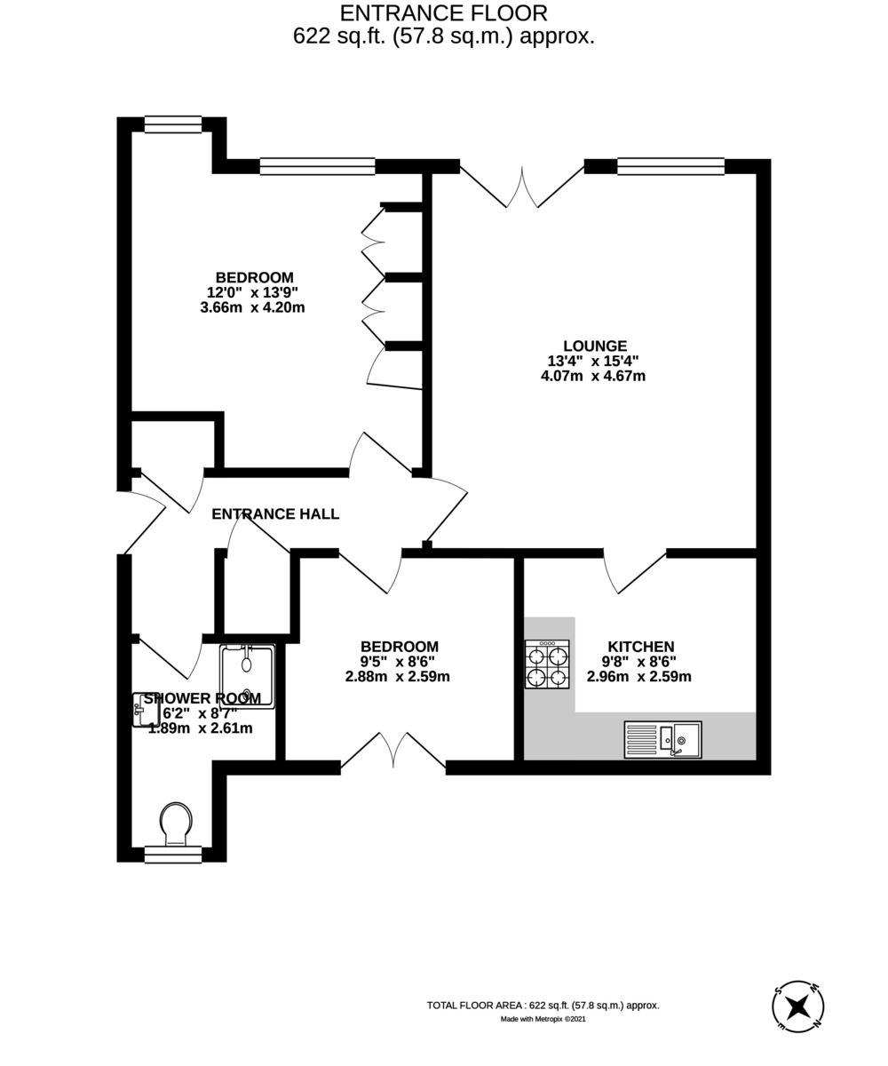 2 bed flat to rent in Russell Walk, Exeter - Property floorplan