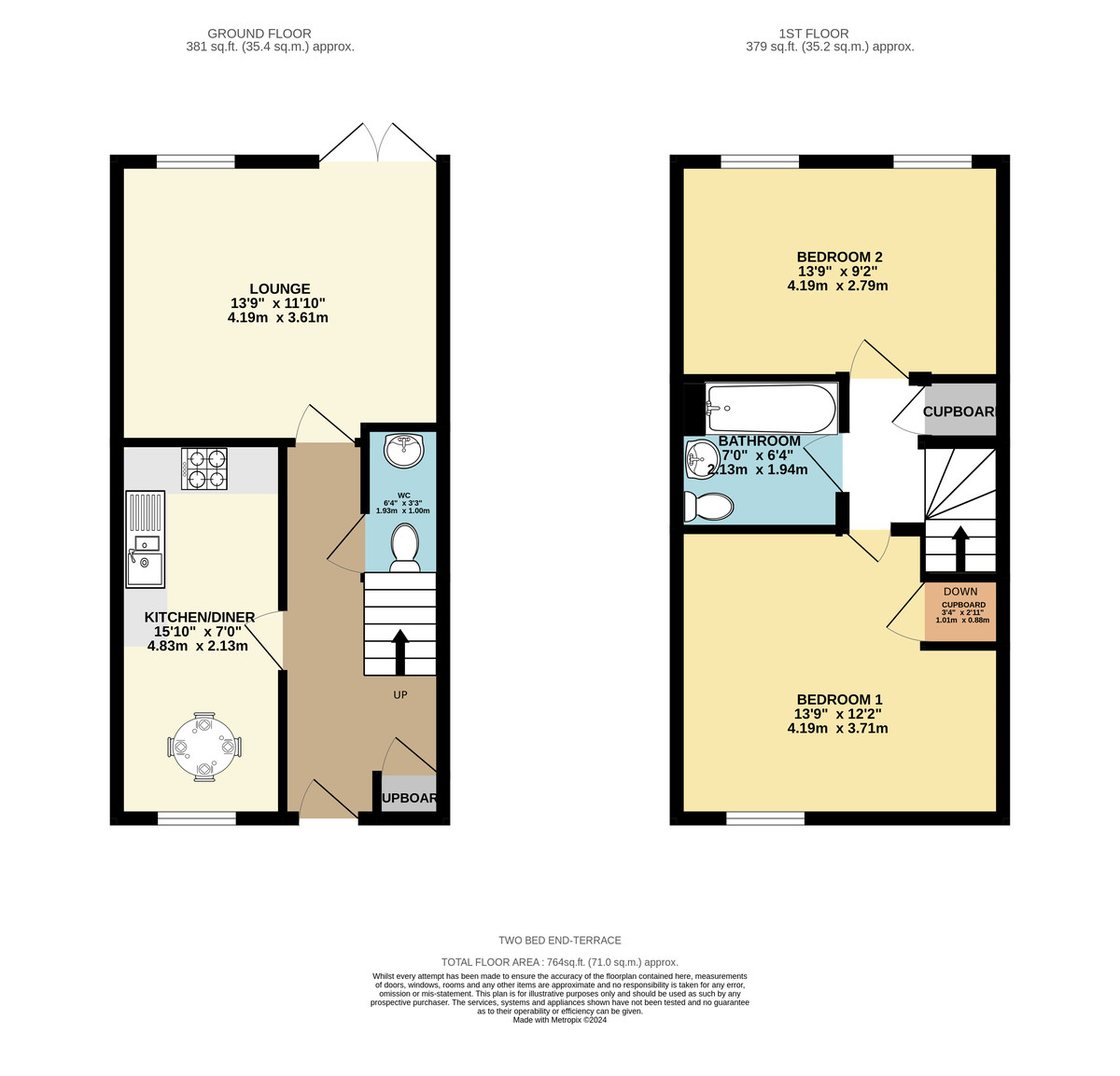 2 bed end of terrace house to rent in 61 Quarry Heights - Property floorplan