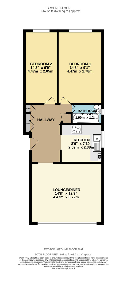 2 bed apartment for sale in Well Street, Exeter - Property floorplan
