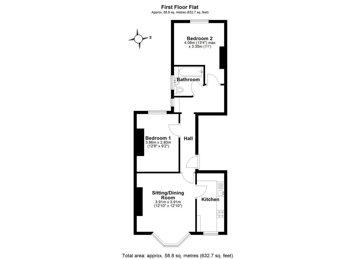 2 bed apartment for sale in Longbrook Street, Exeter - Property floorplan