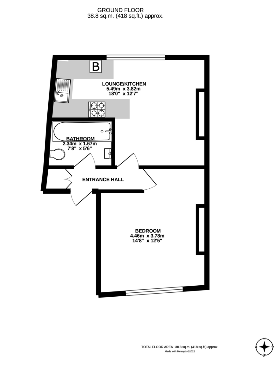 1 bed flat for sale in Haldon Road, Exeter - Property floorplan