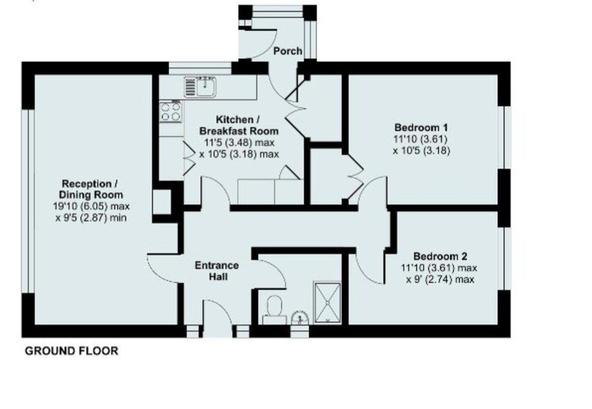 2 bed detached bungalow to rent in Creedy Road, Crediton, EX17 - Property floorplan