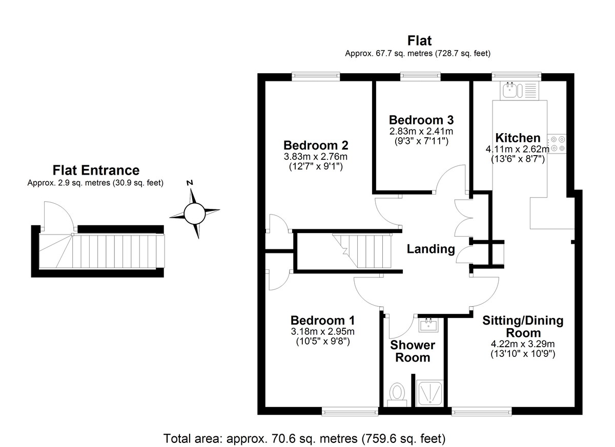3 bed apartment for sale in Coopers Court, 142 High Street, EX17 - Property floorplan