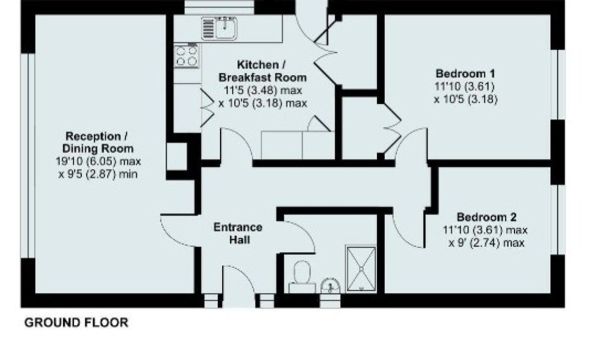 2 bed detached bungalow to rent in Creedy Road, Crediton - Property floorplan