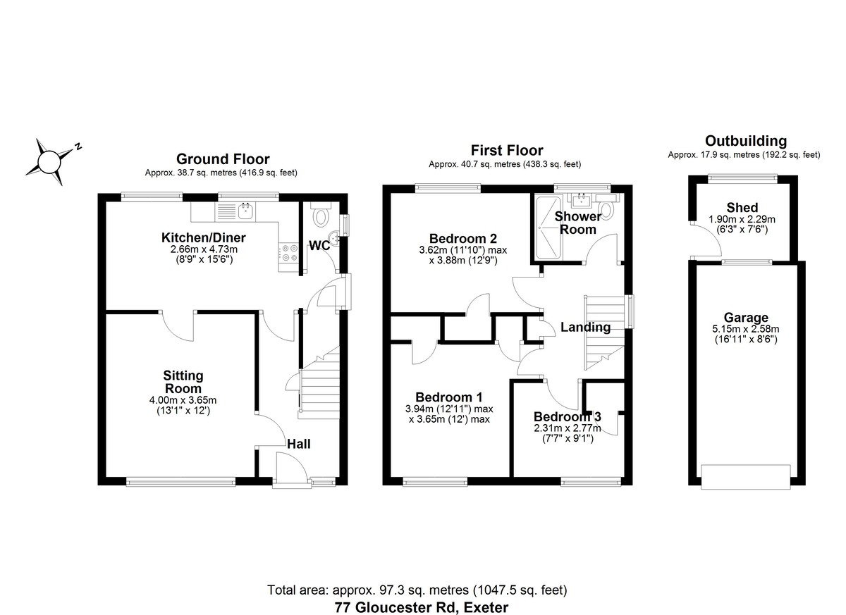 3 bed semi-detached house for sale in Gloucester Road, Exeter, EX4 - Property floorplan