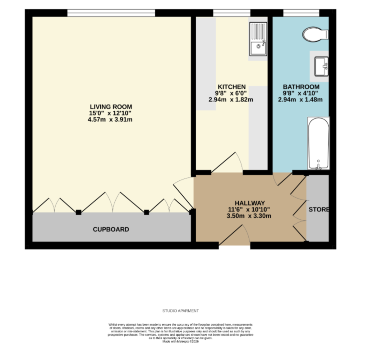 1 bed studio flat for sale in Mount Radford Crescent, Exeter, EX2 - Property floorplan