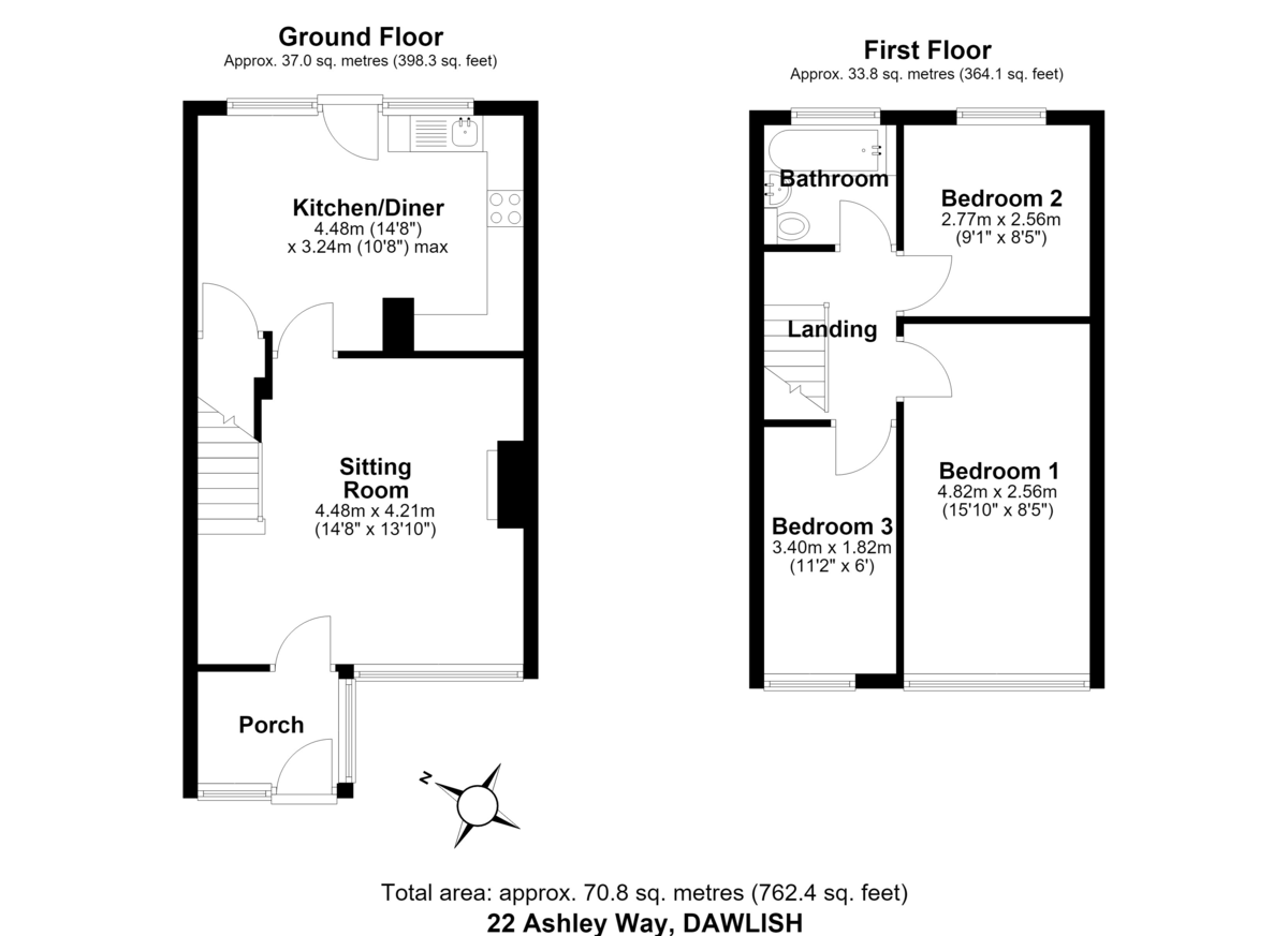 3 bed terraced house for sale in Ashley Way, Dawlish, EX7 - Property floorplan