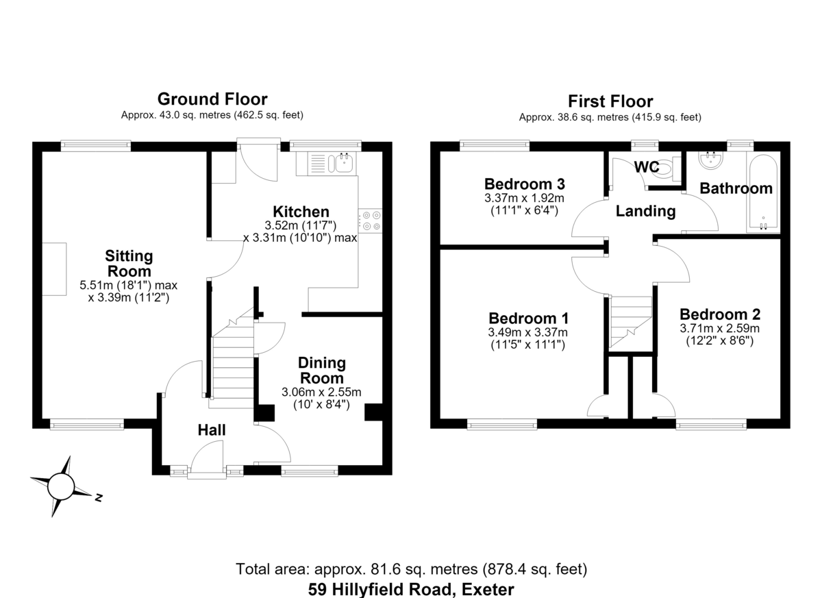 3 bed semi-detached house for sale in Hillyfield Road, Exeter, EX1 - Property floorplan