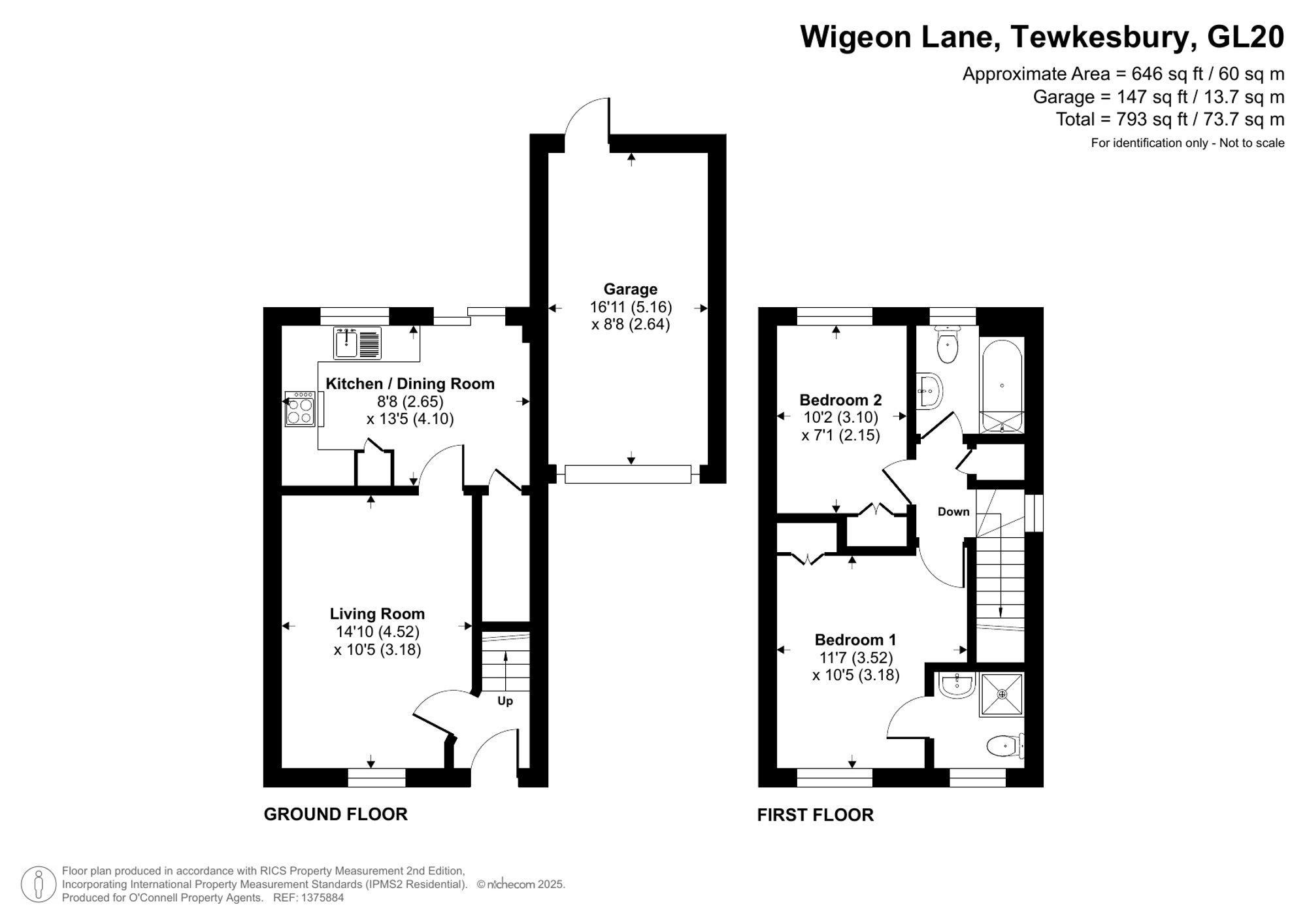2 bed end of terrace house for sale in Wigeon Lane, Walton Cardiff, GL20 - Property floorplan