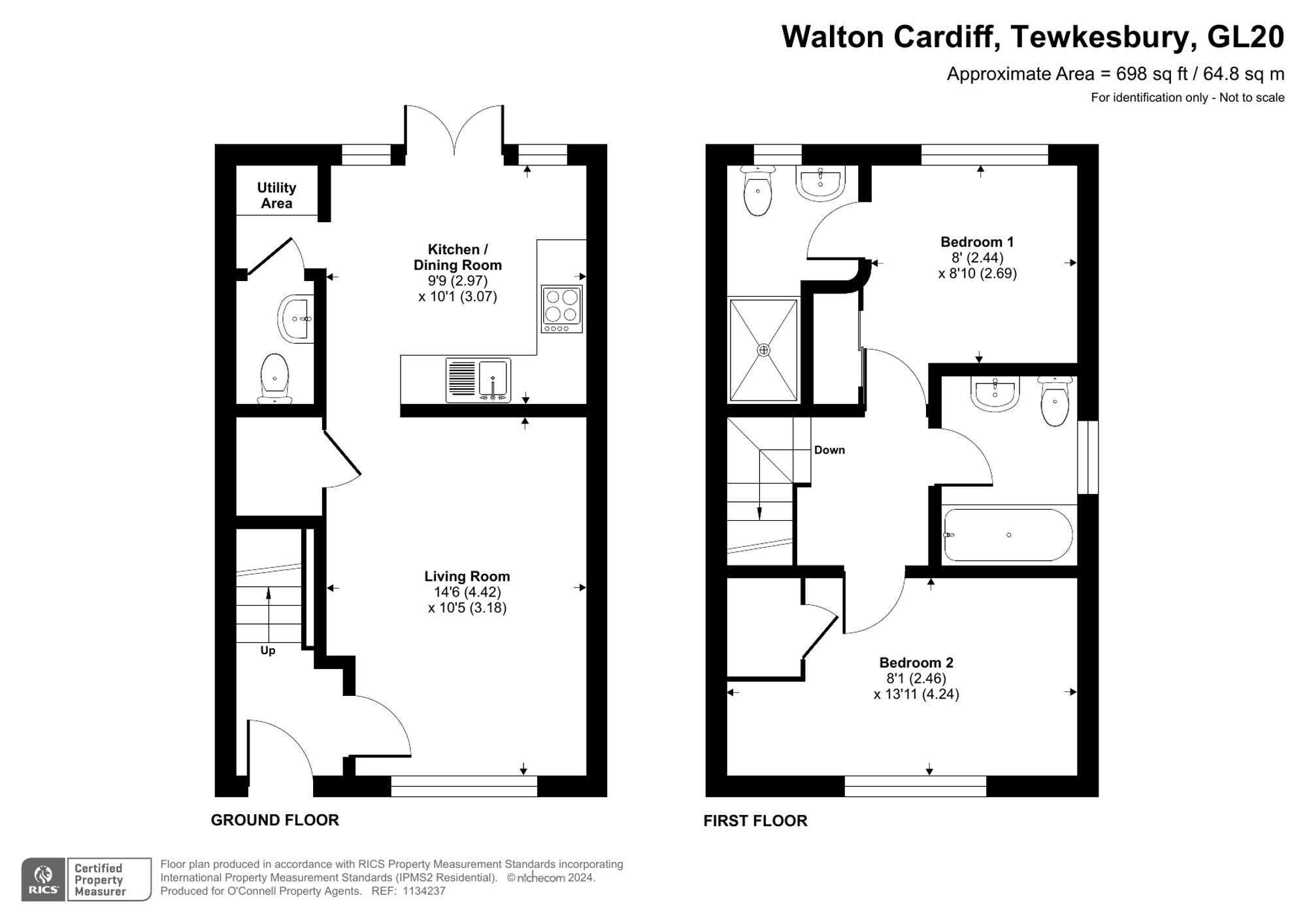 2 bed semi-detached house for sale in Cinnamon Close, Walton Cardiff, GL20 - Property floorplan