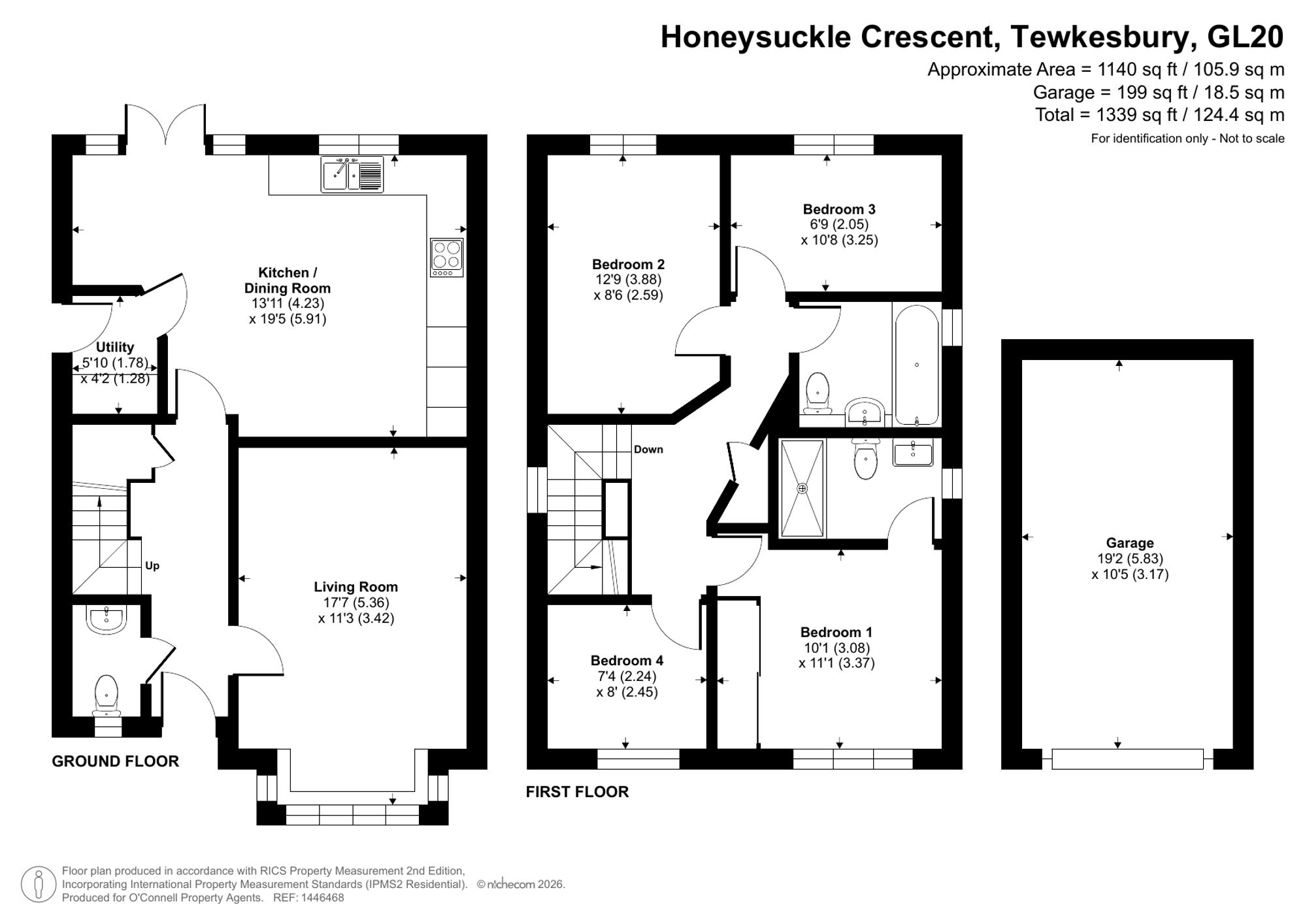 4 bed detached house for sale in Honeysuckle Crescent, Walton Cardiff, GL20 - Property floorplan
