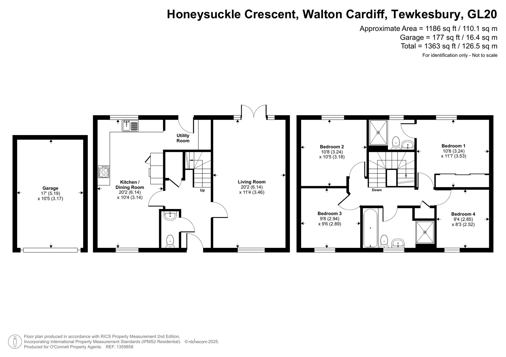 4 bed detached house for sale in Honeysuckle Crescent, Walton Cardiff, GL20 - Property floorplan