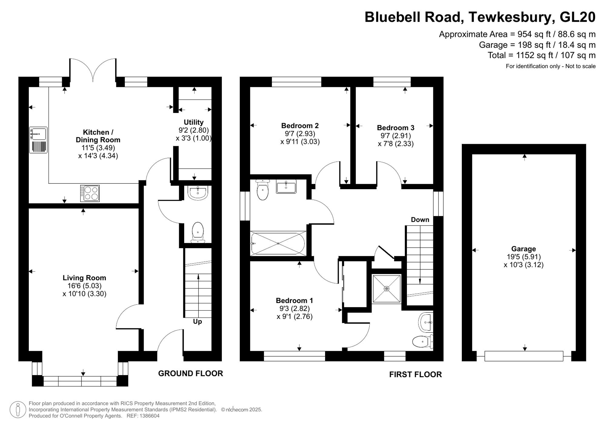 3 bed detached house for sale in Bluebell Road, Walton Cardiff, GL20 - Property floorplan